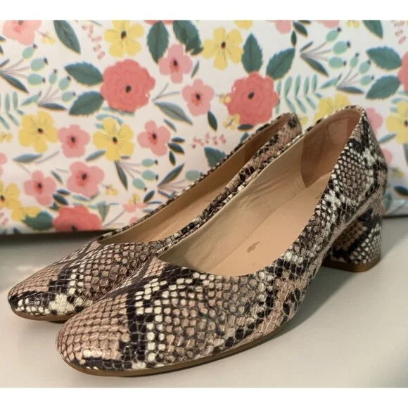 Kate Spade Beverly Pumps • Pale Vellum Snake Print • Size 6.5 M MSRP $228 - Picture 3 of 8